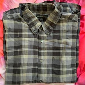 Blue Plaid John Varvatos Star U.S.A. Linen Shirt S